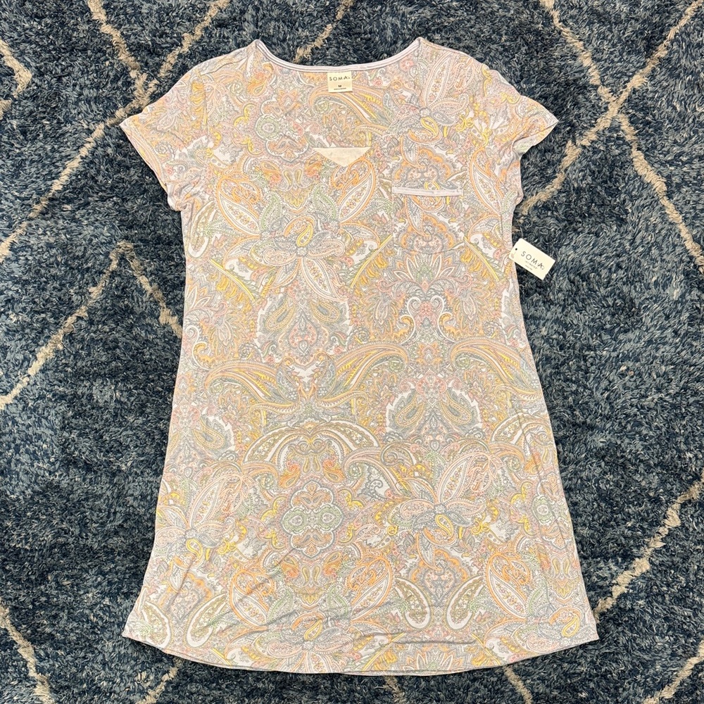 New SOMA women sleepshirt Paisley powderblue size Medium